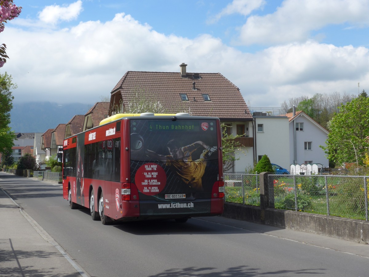 (160'151) - STI Thun - Nr. 149/BE 801'149 - MAN am 27. April 2015 in Thun-Lerchenfeld, Langestrasse