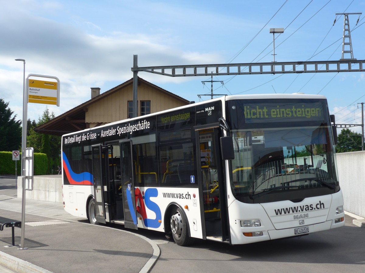 (161'434) - Lengacher, Wichtrach - Nr. 8/BE 416'538 - MAN am 30. Mai 2015 beim Bahnhof M�nsingen