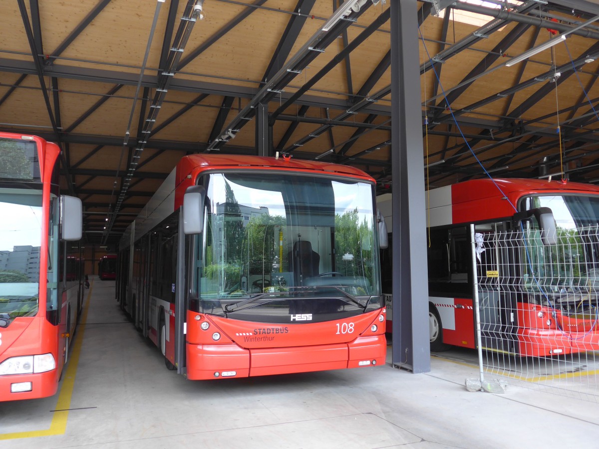 (161'664) - SW Winterthur - Nr. 108 - Hess/Hess Gelenktrolleybus am 31. Mai 2015 in Winterthur, Depot Gr�zefeld