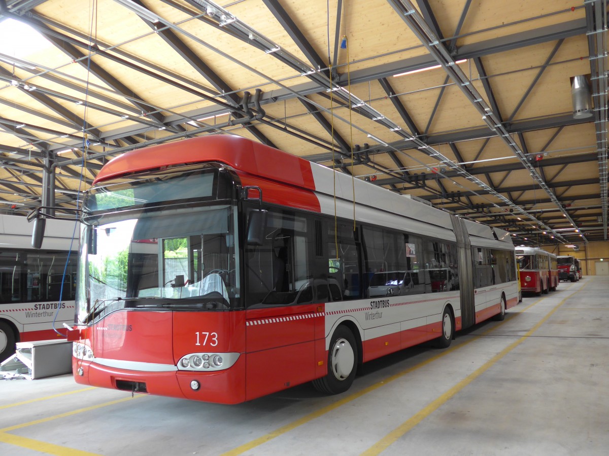 (161'669) - SW Winterthur - Nr. 173 - Solaris Gelenktrolleybus am 31. Mai 2015 in Winterthur, Depot Gr�zefeld