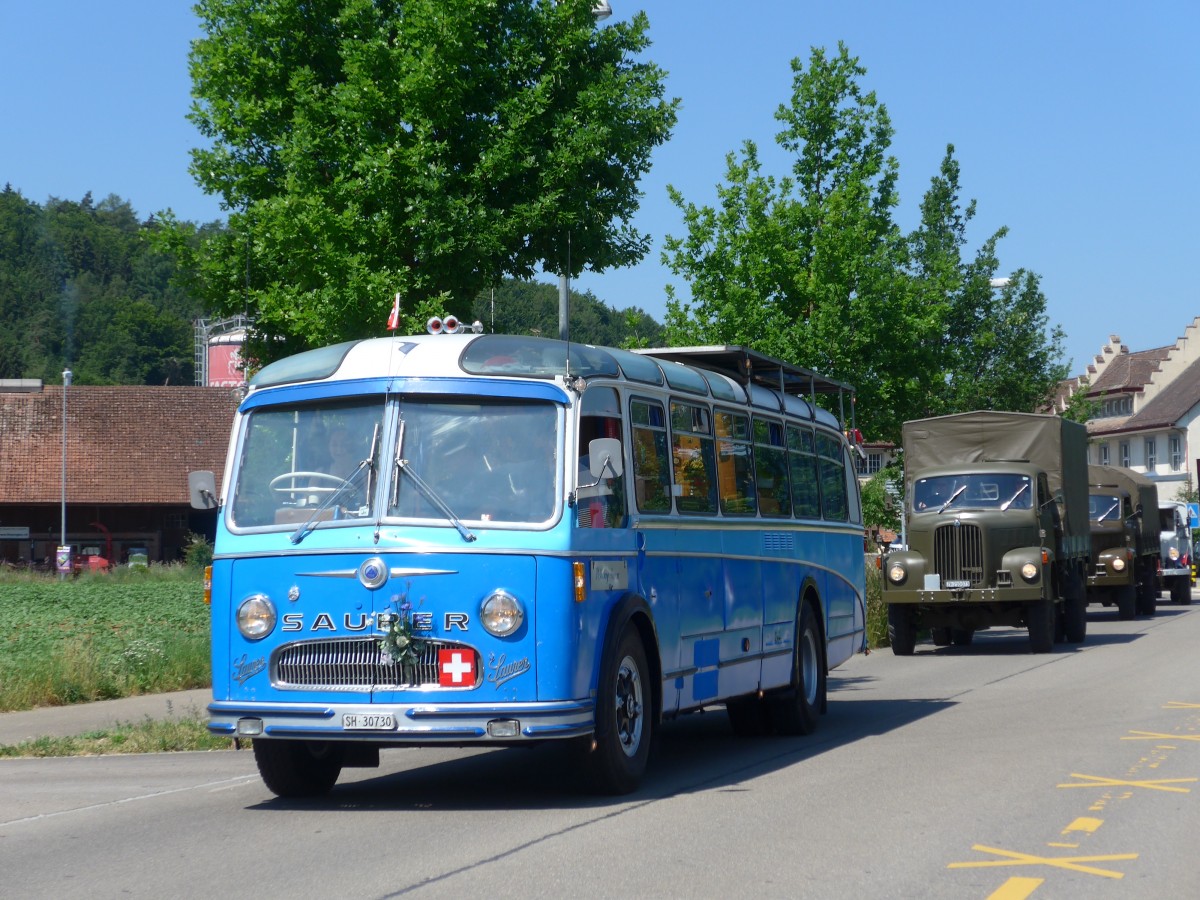 (161'875) - Bolliger, Stetten - SH 30'730 - Saurer/R&J (ex Sol�r+Fontana, Ilanz Nr. 8) am 6. Juni 2015 in Thayngen, Saurertreffen
