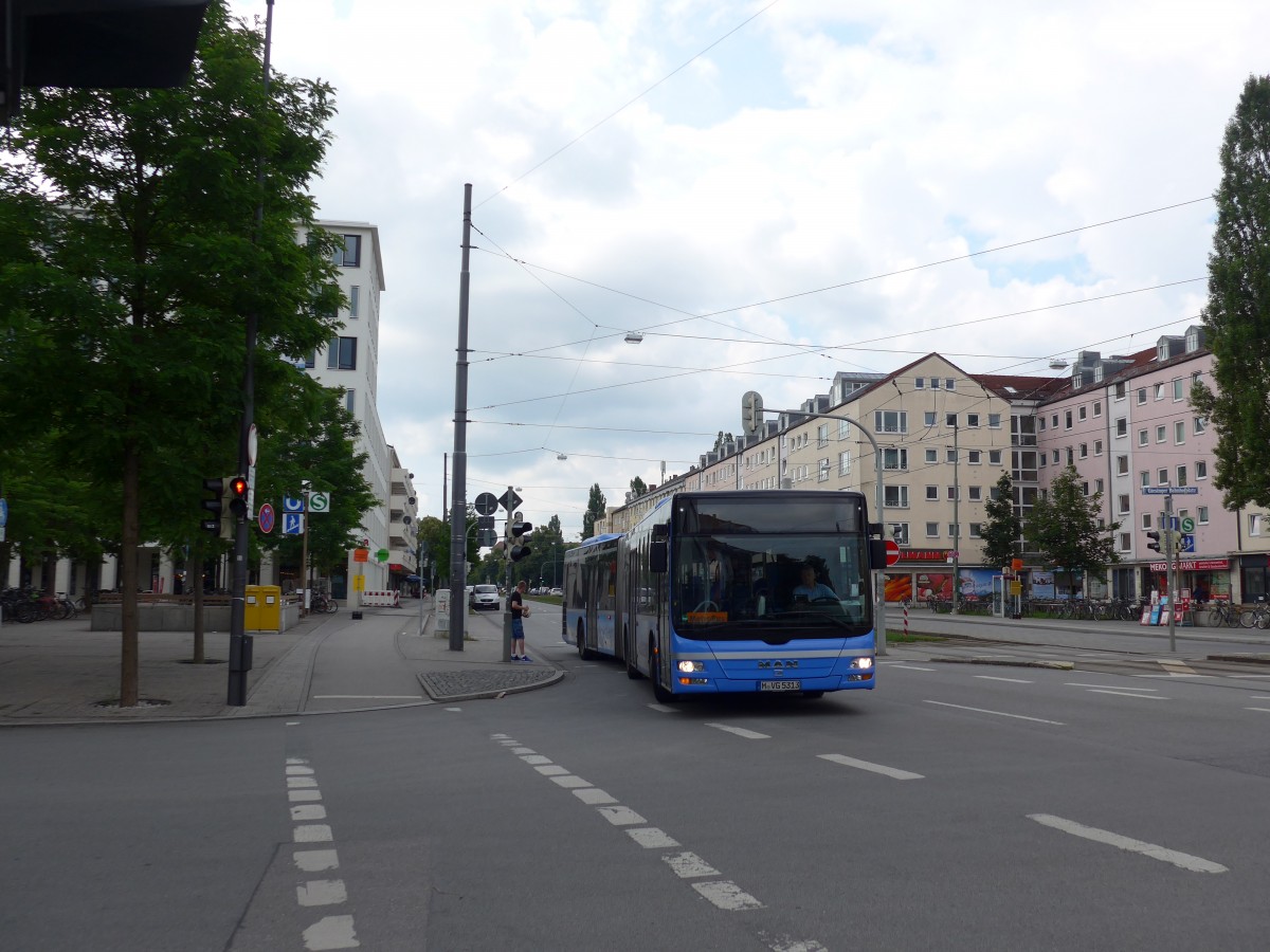 (162'777) - MVG M�nchen - Nr. 5313/M-VG 5313 - MAN am 28. Juni 2015 in M�nchen, Bahnhof Giesing