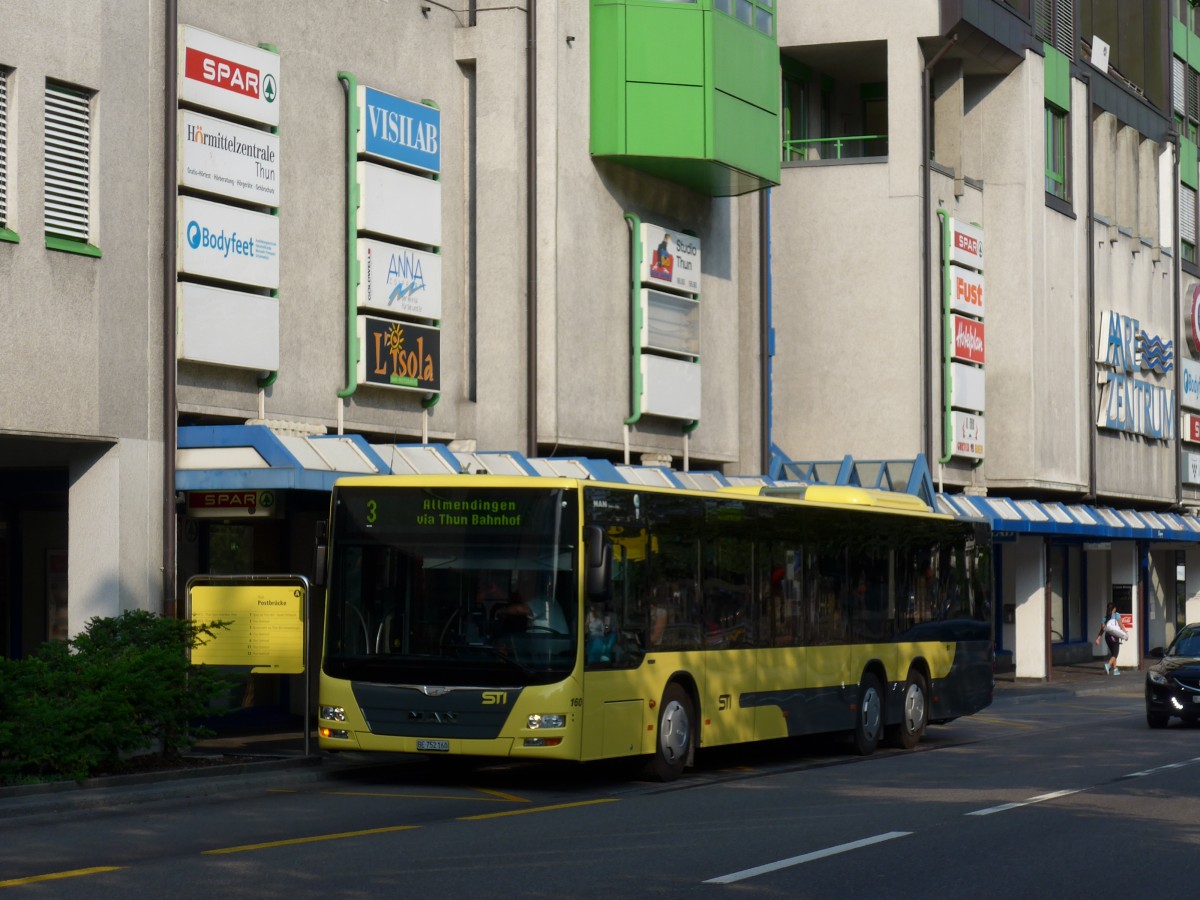 (162'924) - STI Thun - Nr. 160/BE 752'160 - MAN am 6. Juli 2015 in Thun, Postbr�cke