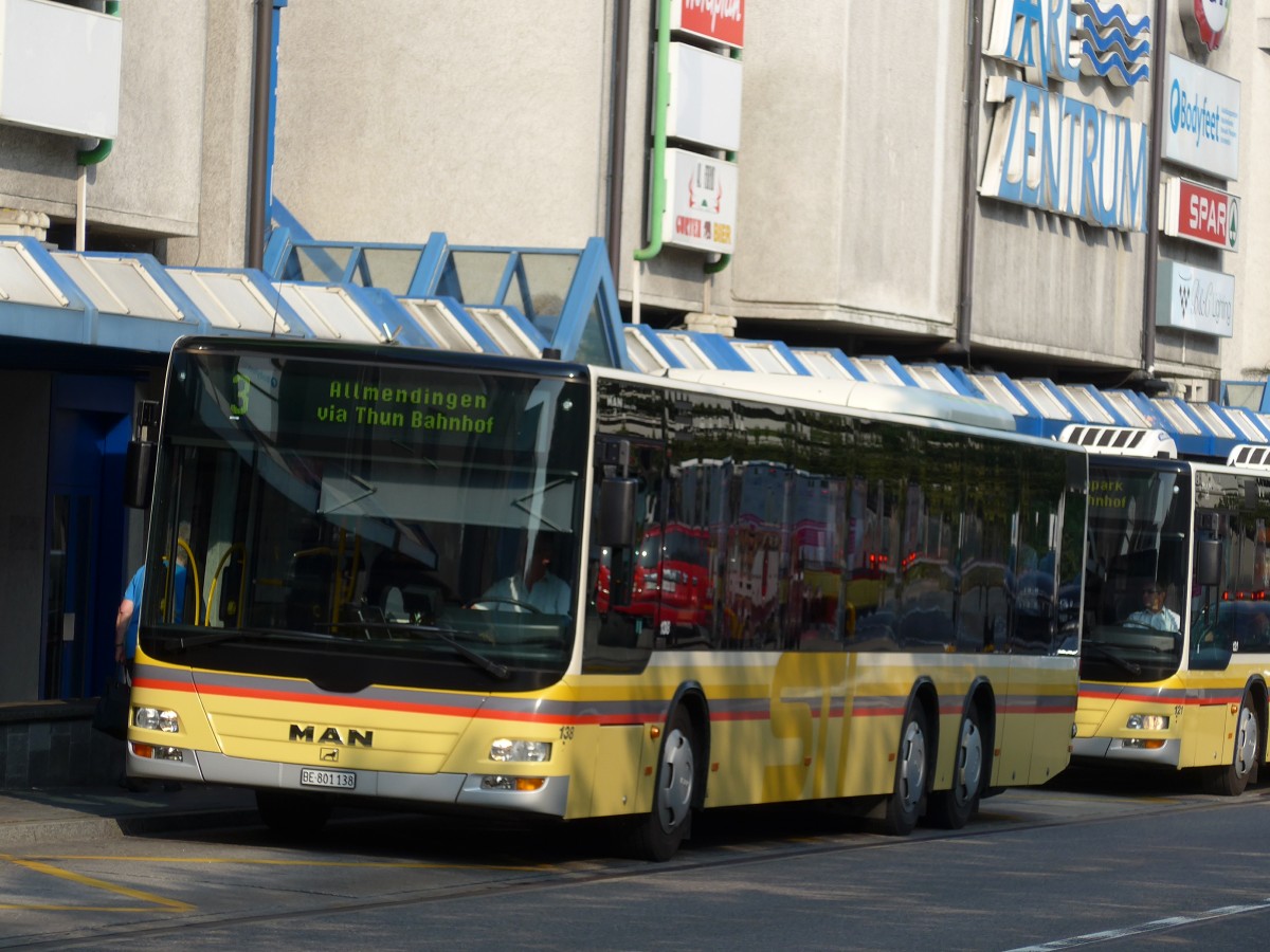 (162'928) - STI Thun - Nr. 138/BE 801'138 - MAN am 6. Juli 2015 in Thun, Postbr�cke