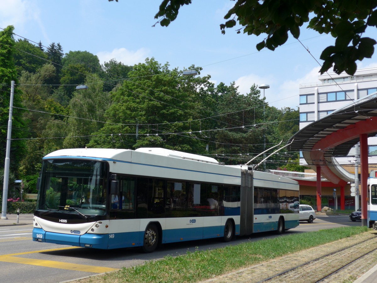 (162'972) - VBZ Z�rich - Nr. 149 - Hess/Hess Gelenktrolleybus am 6. Juli 2015 in Z�rich, Bucheggplatz