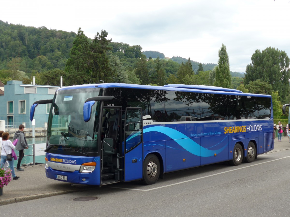 (163'184) - Aus England: Shearings, Wigan - Nr. 631/BX63 BFA - Setra am 29. Juli 2015 bei der Schiffl�ndte Thun