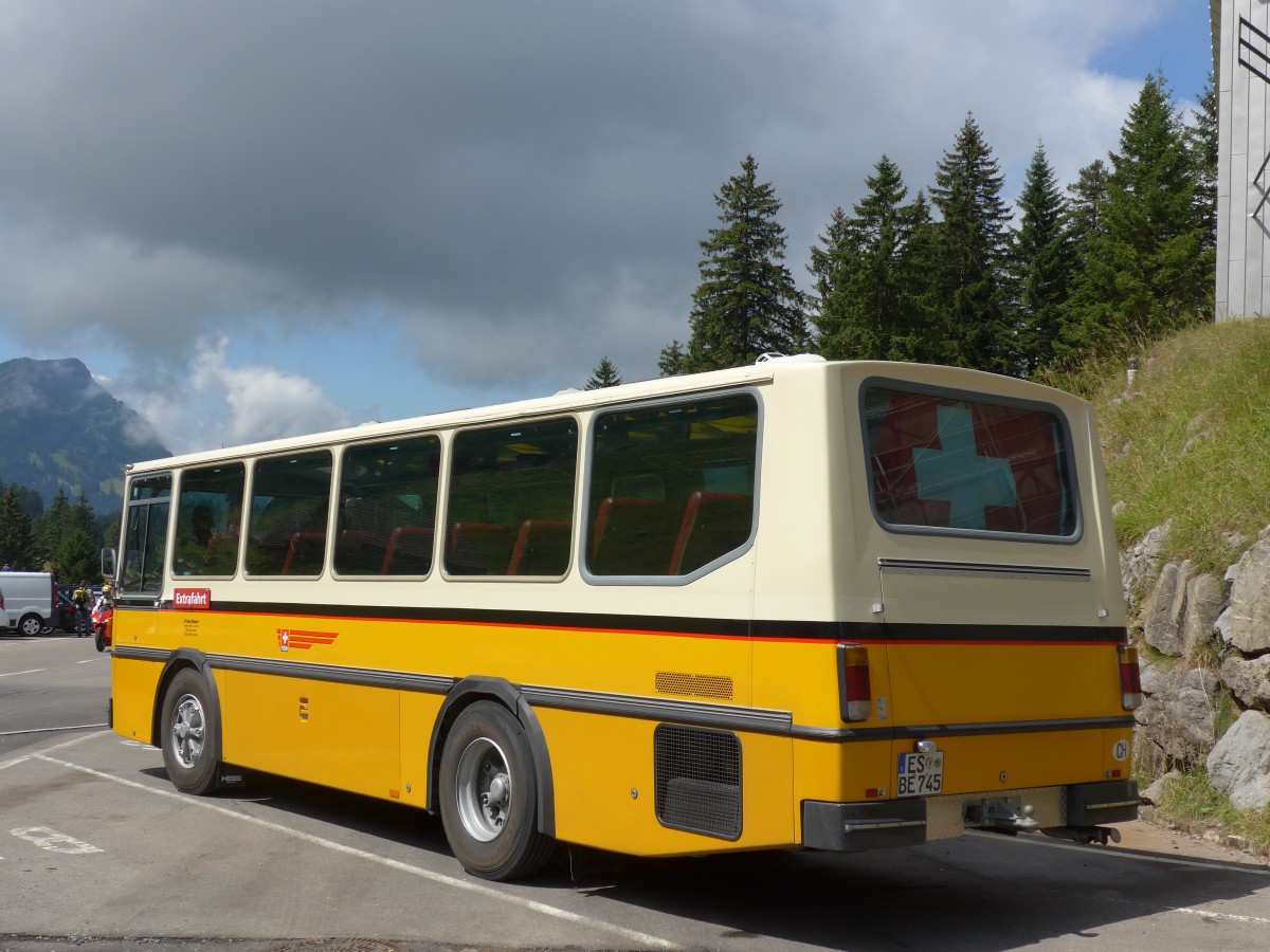 (163'241) - Aus Deutschland: Fischer, Weilheim - ES-BE 745 - FBW/Hess (ex Tiemann, Oetwil Nr. 21; ex Roki, Heimberg; ex P 23'421) am 2. August 2015 in Schw�galp, S�ntis-Schwebebahn