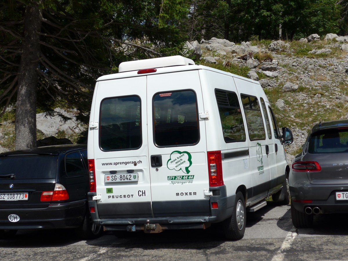 (163'251) - Sprenger, St. Gallen - Nr. K2/SG 8042 - Peugeot am 2. August 2015 in Schw�galp, S�ntis-Schwebebahn