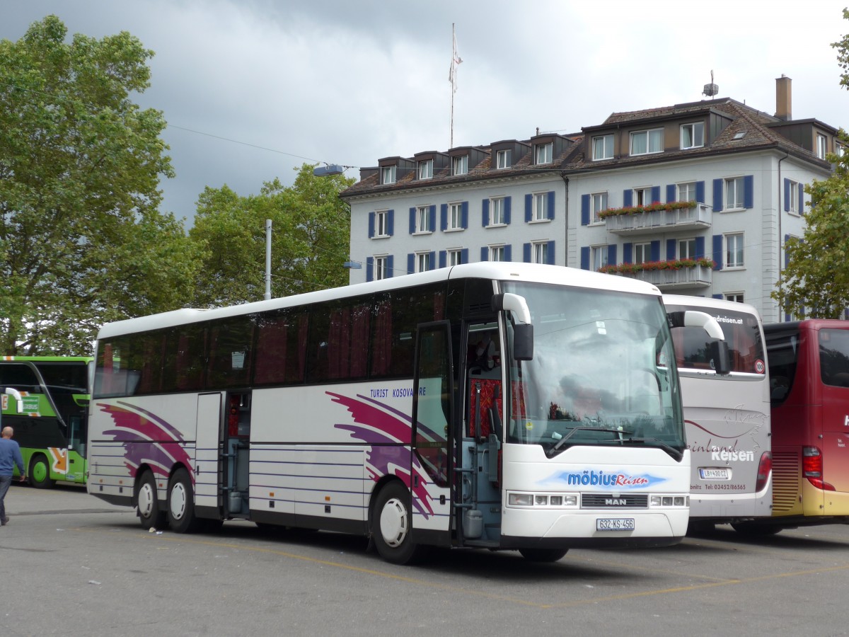 (163'627) - Aus dem Kosovo: Turist Kosovare - 632-KS-456 - MAN (ex M�bius, D-Herne) am 16. August 2015 in Z�rich, Sihlquai