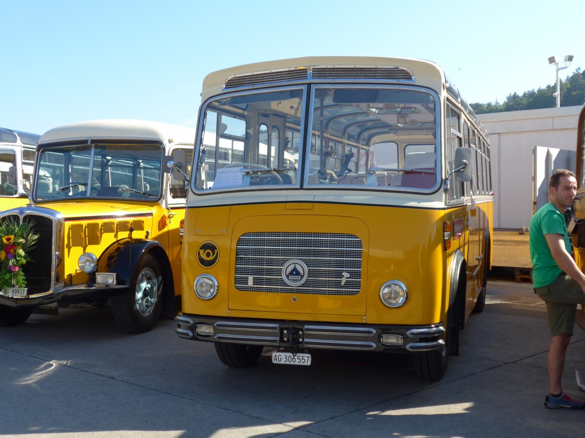 (163'895) - Streiff, Gelterkinden - AG 306'557 - Saurer/Gangloff (ex Oldie-Tours Z�risee, Wollerau; ex OTAG, Wald; ex Leibundgut, Obergoldbach; ex Krebs, Belpberg) am 29. August 2015 in Oberkirch, CAMPUS Sursee