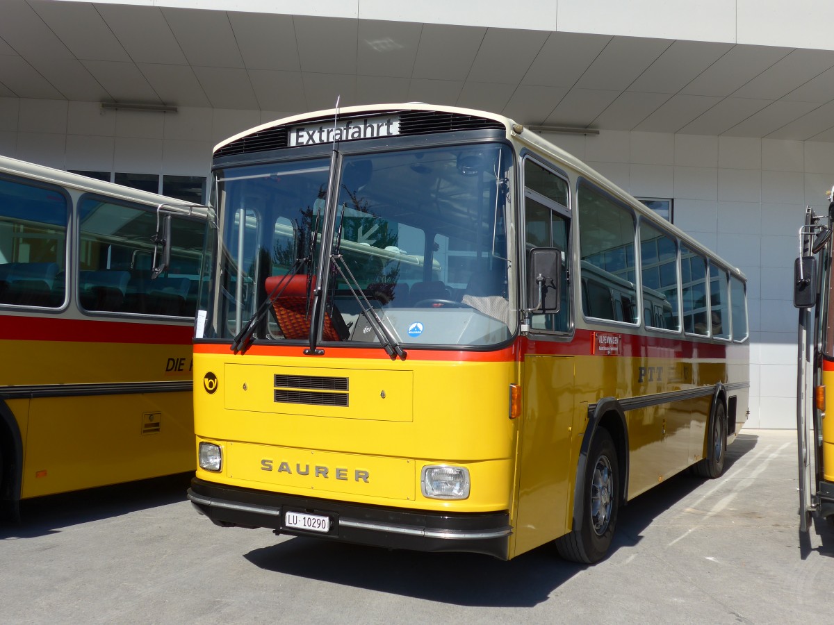 (163'911) - Amstein, Willisau - LU 10'290 - Saurer/T�scher (ex Allemann, Niederbipp; ex Semadeni, Poschiavo; ex Kasper, Poschiavo; ex PostAuto Graub�nden; ex P 24'285) am 29. August 2015 in Oberkirch, CAMPUS Sursee