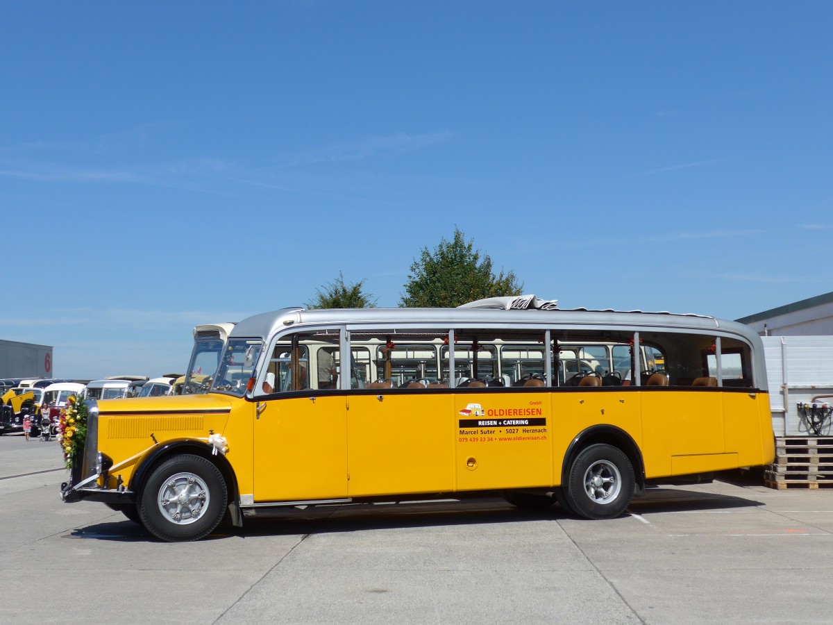 (164'163) - Suter, Herznach - AG 29'132 - Saurer/T�scher (ex Geissmann, H�gglingen; ex P 23'070) am 29. August 2015 in Oberkirch, CAMPUS Sursee