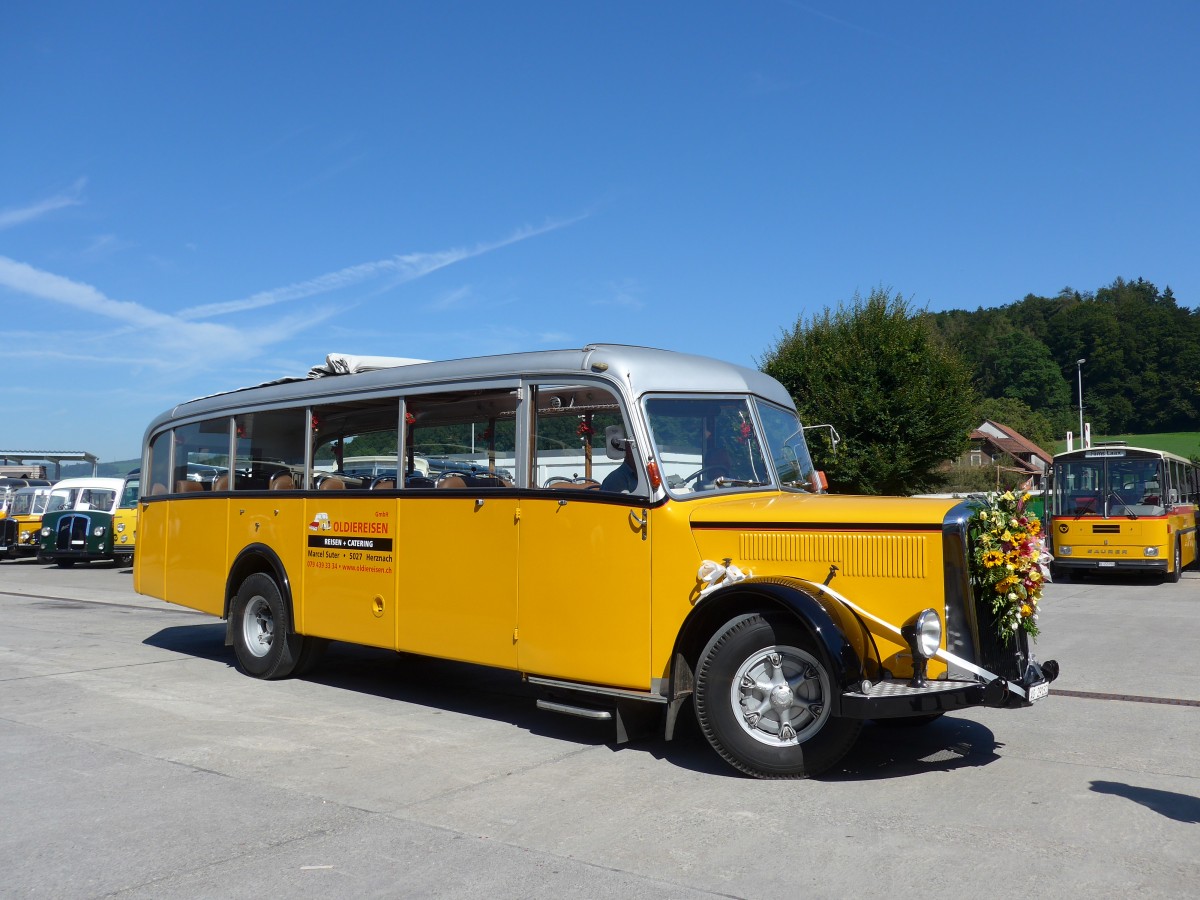 (164'214) - Suter, Herznach - AG 29'132 - Saurer/T�scher (ex Geissmann, H�gglingen; ex P 23'070) am 29. August 2015 in Oberkirch, CAMPUS Sursee