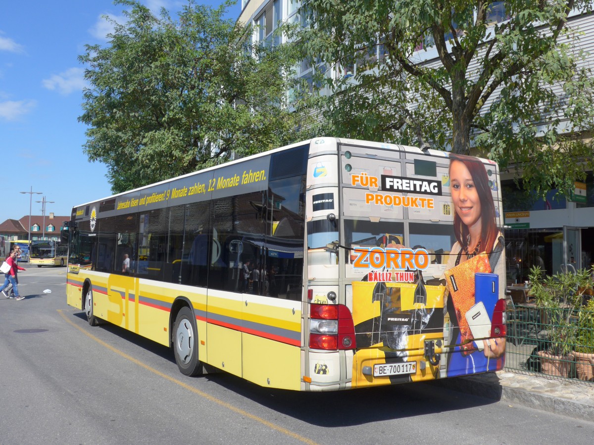 (164'539) - STI Thun - Nr. 117/BE 700'117 - MAN am 8. September 2015 bei der Schiffl�ndte Thun