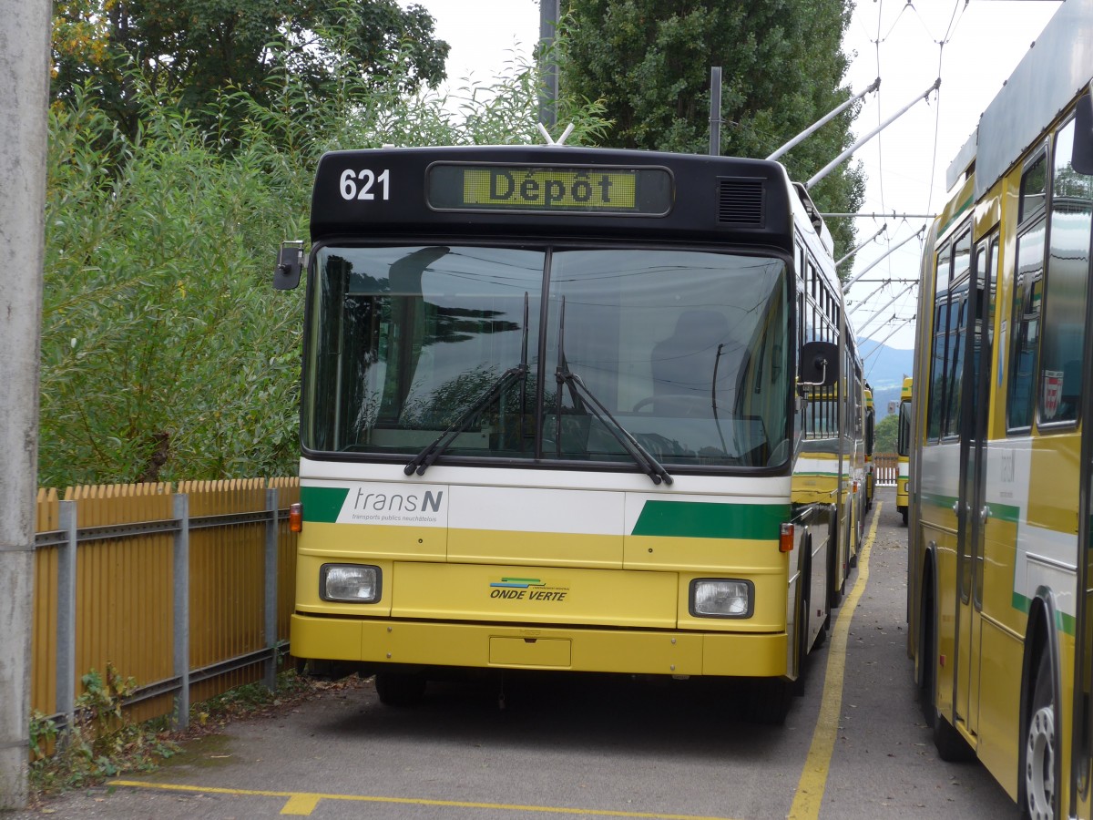 (164'776) - transN, La Chaux-de-Fonds - Nr. 621 - NAW/Hess Gelenktrolleybus (ex TN Neuch�tel Nr. 121) am 15. September 2015 in Neuch�tel, D�p�t