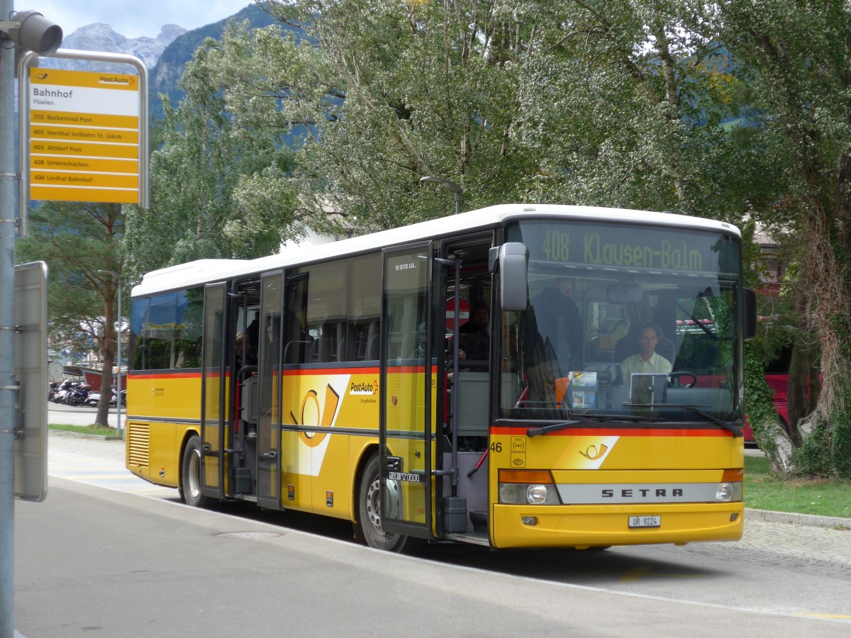 (164'907) - AAGU Altdorf - Nr. 46/UR 9224 - Setra am 16. September 2015 beim Bahnhof Fl�elen