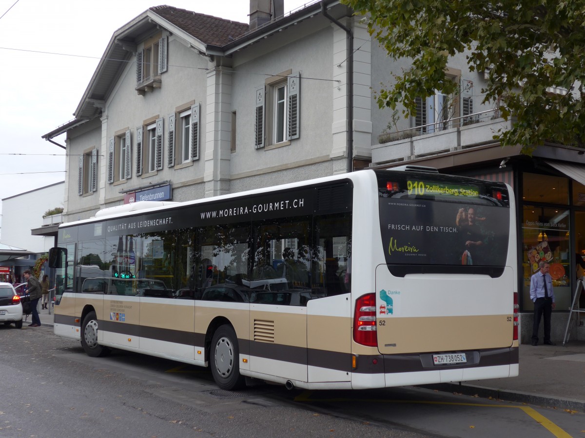 (164'974) - AZZK Zollikon - Nr. 52/ZH 738'052 - Mercedes am 17. September 2015 beim Bahnhof Z�rich-Tiefenbrunnen