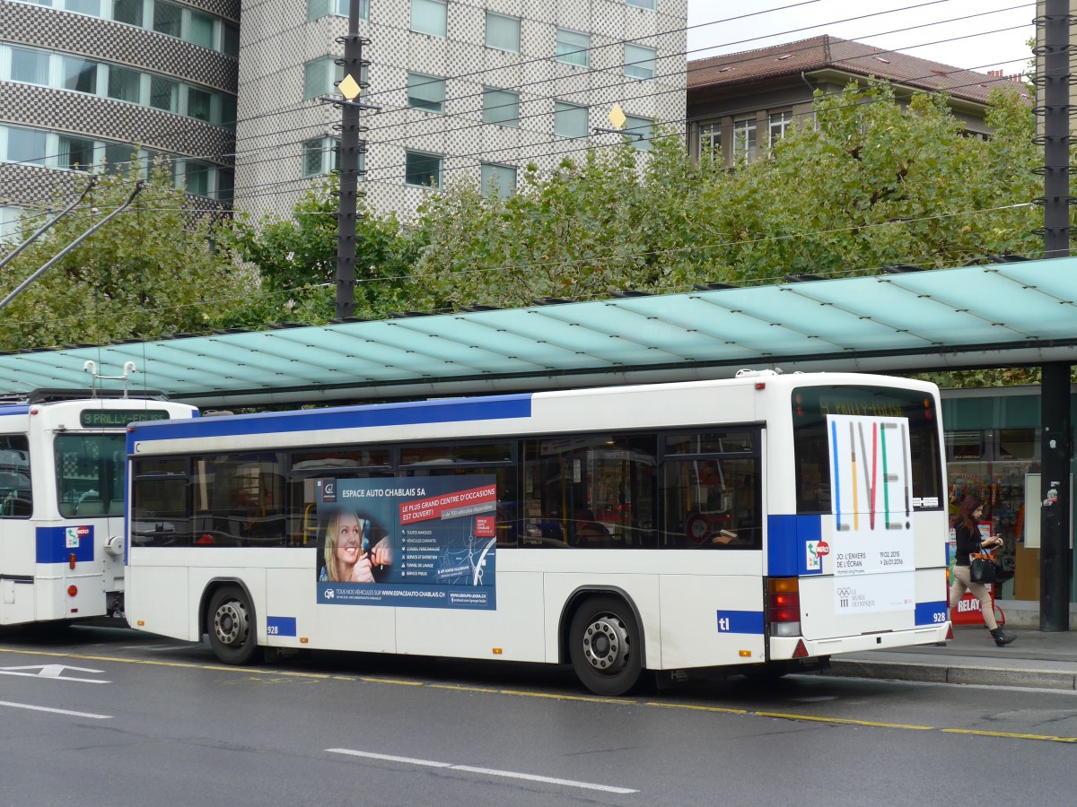 (165'083) - TL Lausanne - Nr. 928 - Lanz+Marti/Hess Personenanh�nger am 18. September 2015 in Lausanne, Chauderon