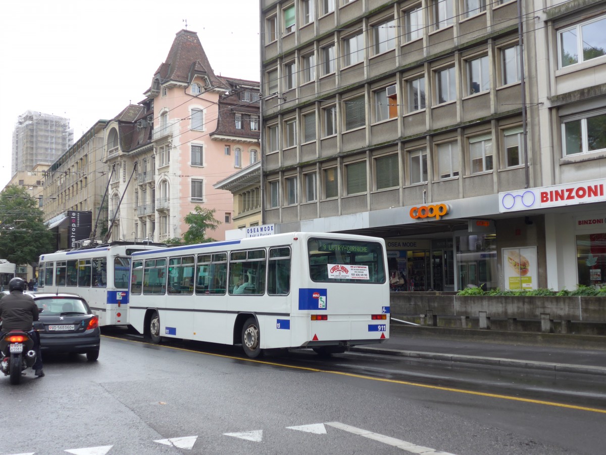 (165'102) - TL Lausanne - Nr. 911 - Lanz+Marti/Hess Personenanh�nger am 18. September 2015 in Lausanne, Chauderon