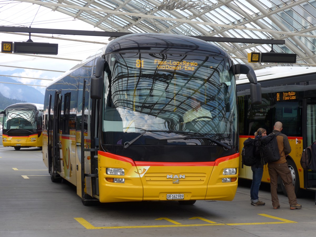 (165'177) - PostAuto Graub�nden - GR 162'989 - MAN am 19. September 2015 in Chur, Postautostation