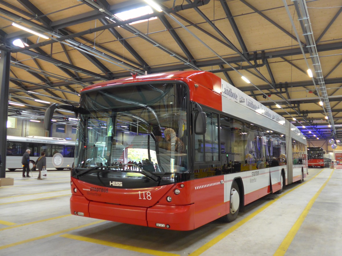 (165'839) - SW Winterthur - Nr. 118 - Hess/Hess Gelenktrolleybus am 26. September 2015 in Winterthur, Depot Gr�zefeld