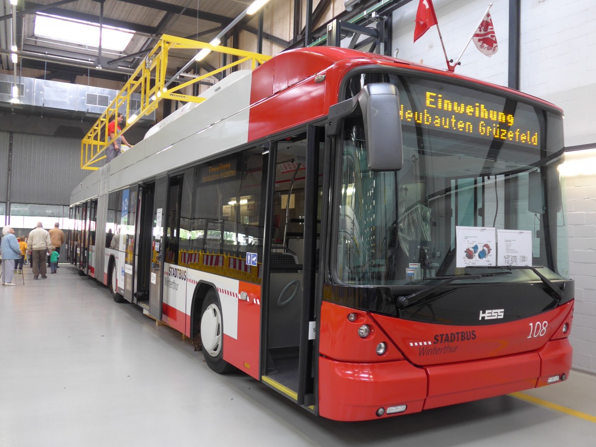 (165'857) - SW Winterthur - Nr. 108 - Hess/Hess Gelenktrolleybus am 26. September 2015 in Winterthur, Depot Gr�zefeld