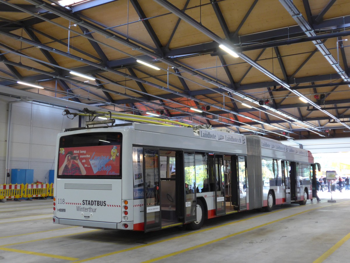 (165'881) - SW Winterthur - Nr. 118 - Hess/Hess Gelenktrolleybus am 26. September 2015 in Winterthur, Depot Gr�zefeld