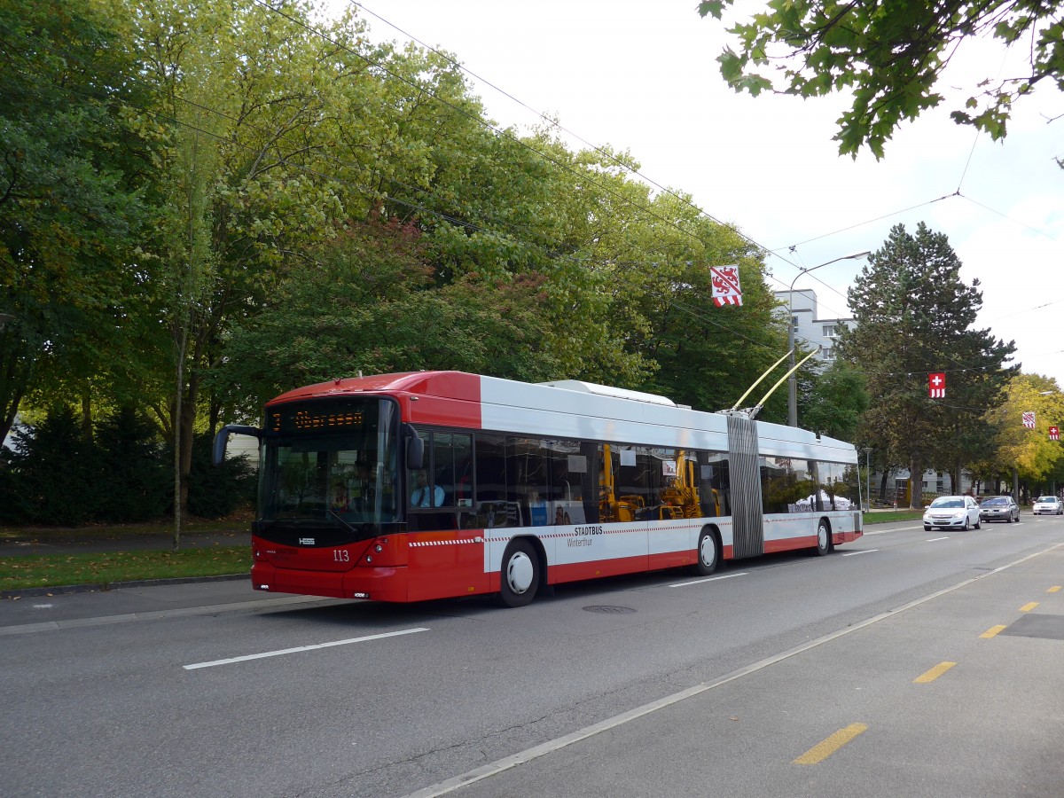 (165'897) - SW Winterthur - Nr. 113 - Hess/Hess Gelenktrolleybus am 26. September 2015 in Winterthur, Depot Gr�zefeld