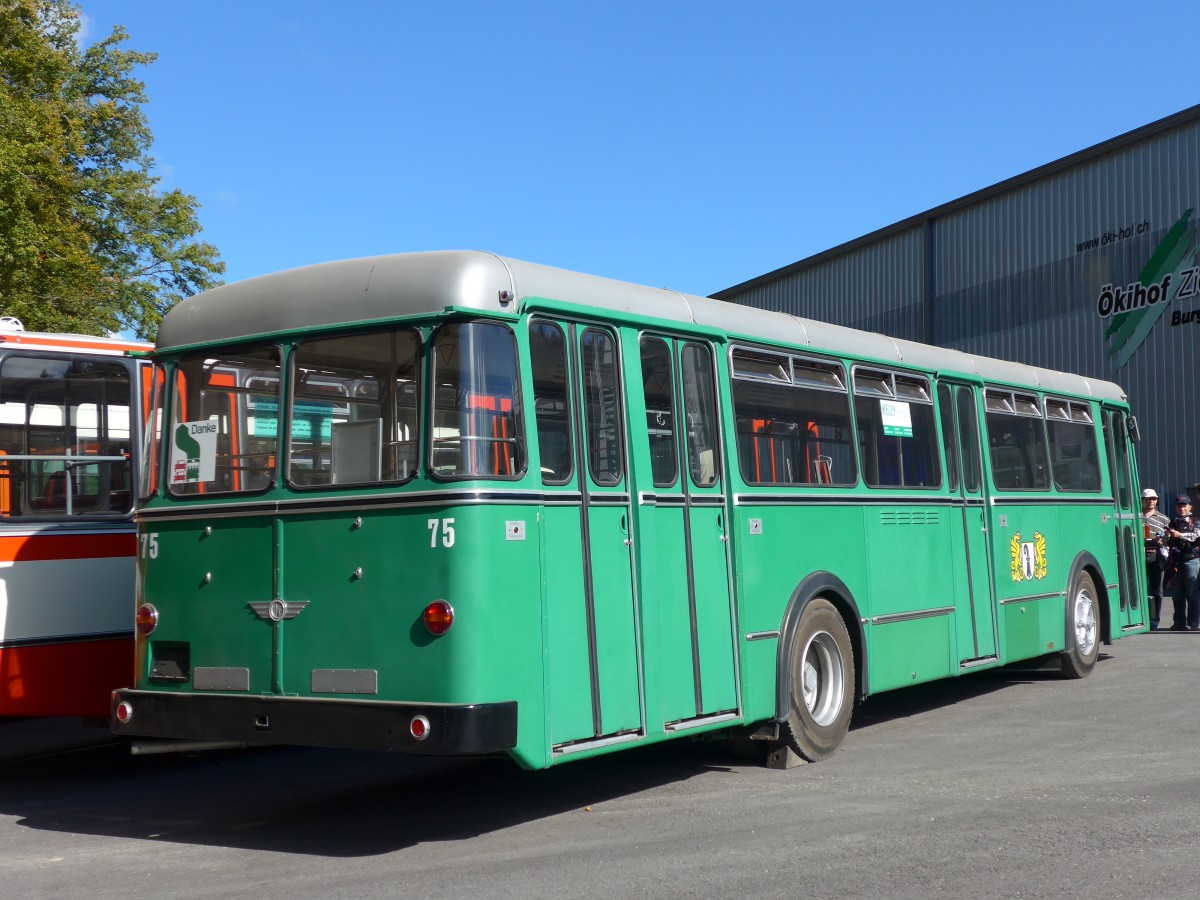 (166'007) - BVB Basel (RWB) - Nr. 75 - FBW/FHS am 4. Oktober 2015 in Burgdorf, �kihof Ziegelgut