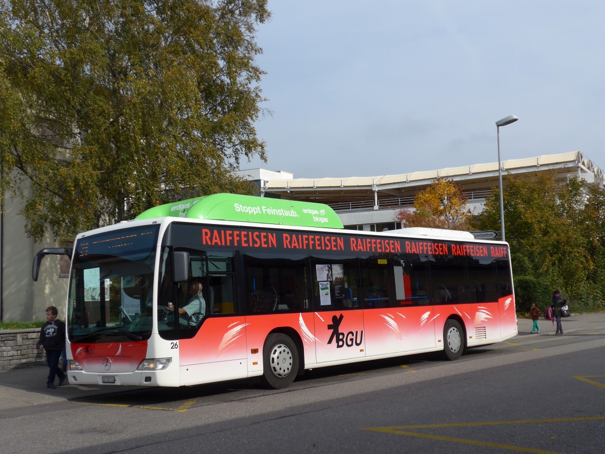 (166'423) - BGU Grenchen - Nr. 26/SO 128'514 - Mercedes am 24. Oktober 2015 beim Bahnhof Grenchen S�d