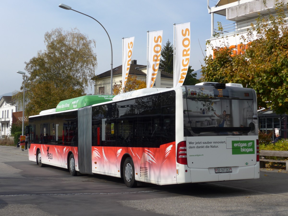 (166'426) - BGU Grenchen - Nr. 28/SO 167'263 - Mercedes am 24. Oktober 2015 beim Bahnhof Grenchen S�d