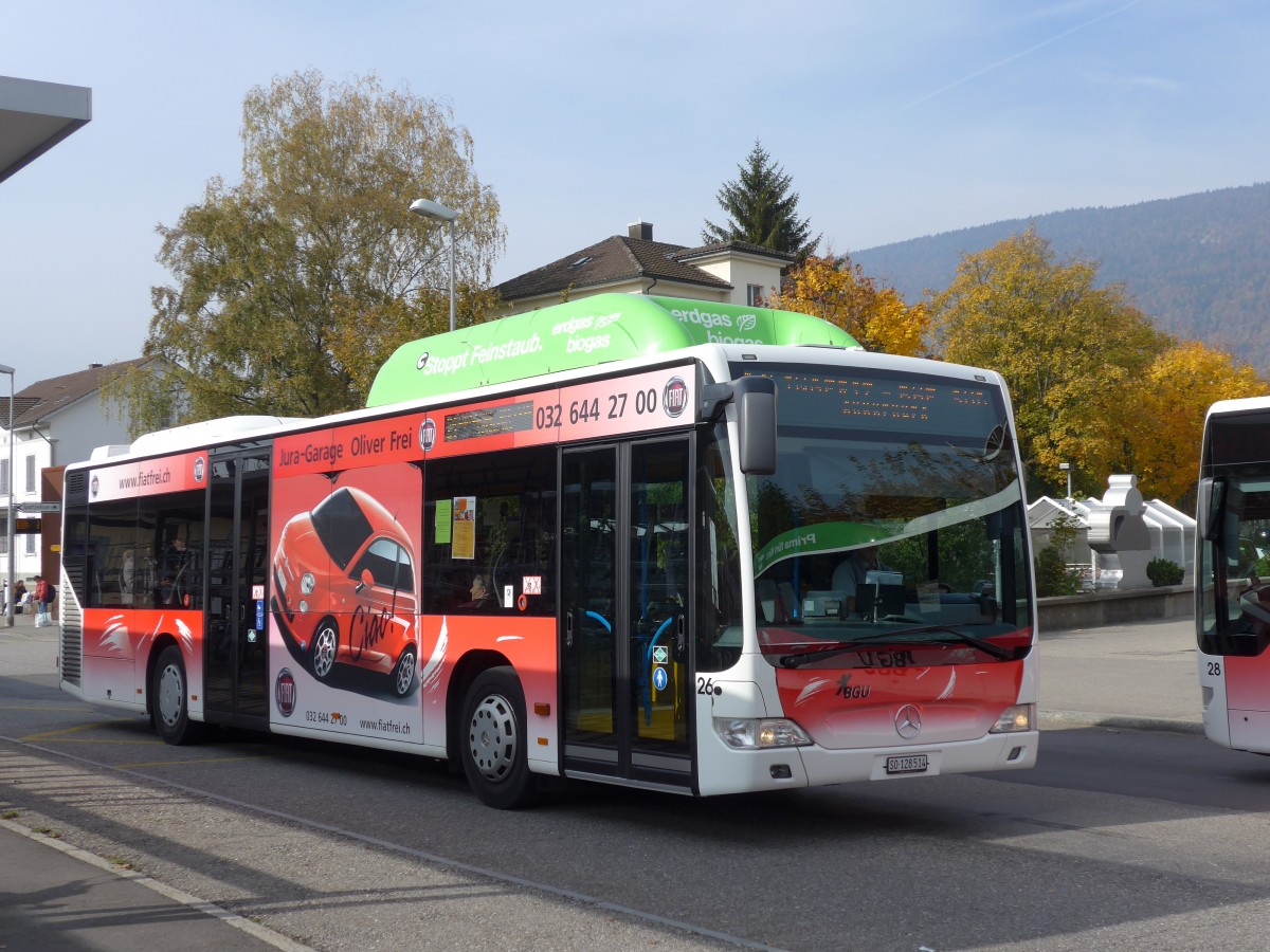 (166'434) - BGU Grenchen - Nr. 26/SO 128'514 - Mercedes am 24. Oktober 2015 beim Bahnhof Grenchen S�d