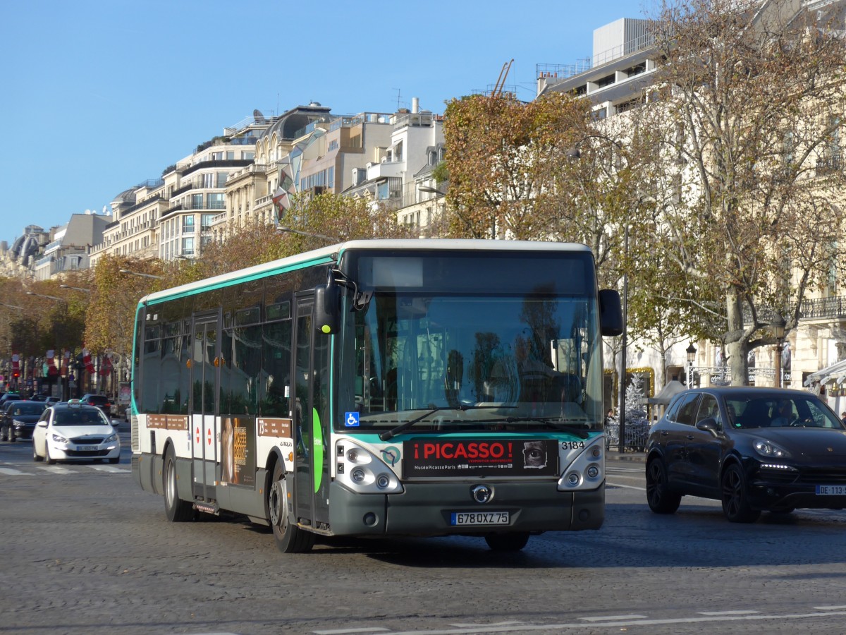 (166'655) - RATP Paris - Nr. 3184/678 QXZ 75 - Irisbus am 15. November 2015 in Paris, Champs-Elys�es