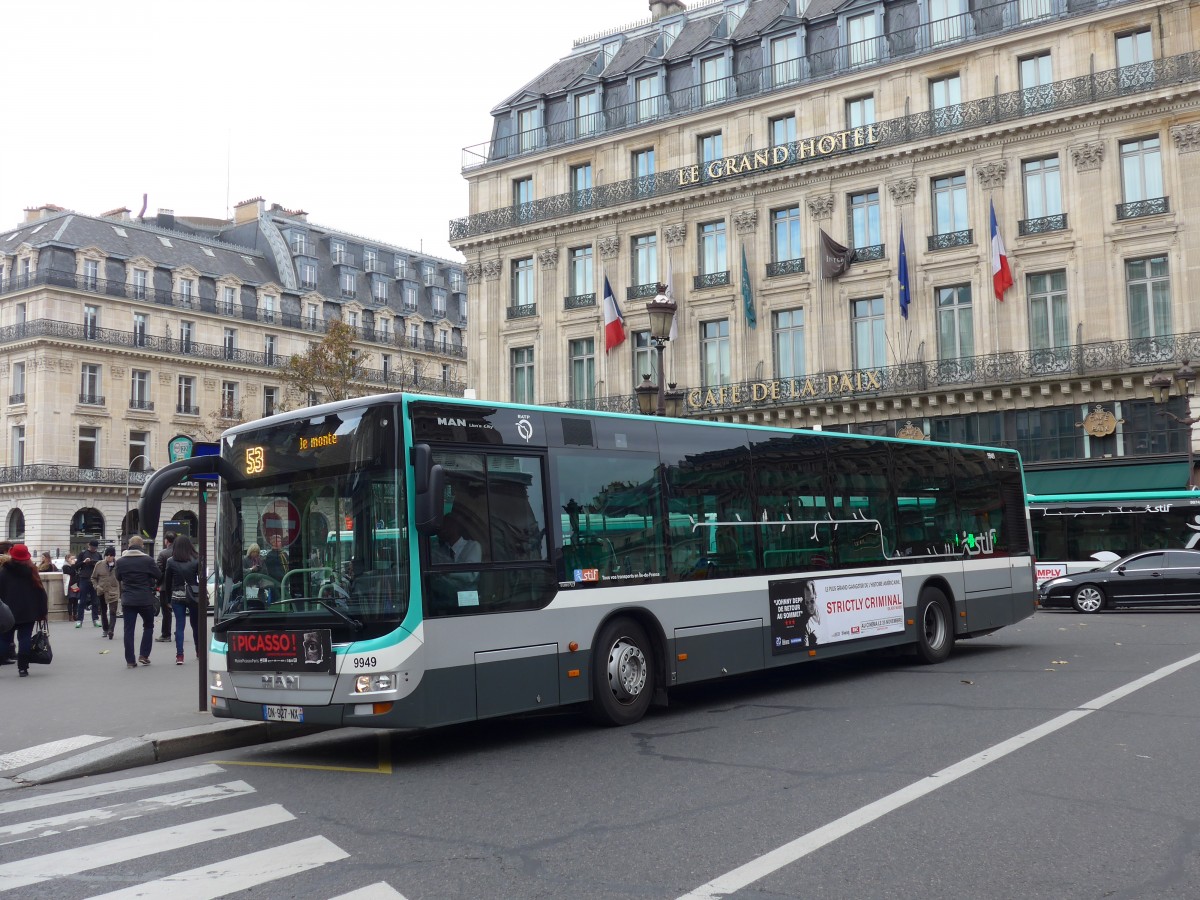 (166'916) - RATP Paris - Nr. 9949/DN 927 NX - MAN am 16. November 2015 in Paris, Op�ra
