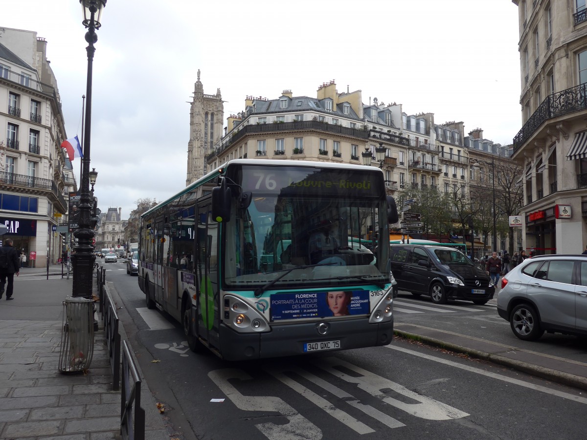 (167'364) - RATP Paris - Nr. 3163/340 QXC 75 - Irisbus am 18. November 2015 in Paris, Ch�telet