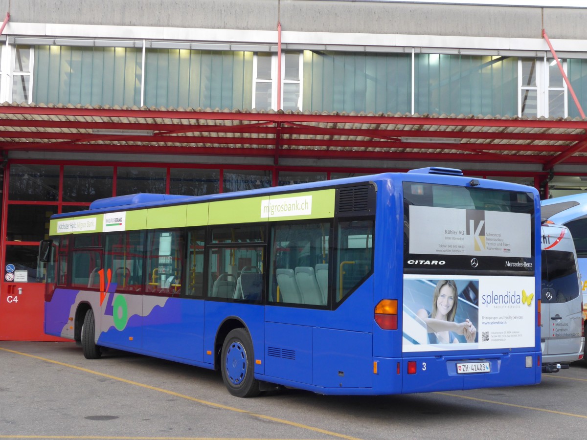 (167'442) - VZO Gr�ningen - Nr. 3/ZH 41'403 - Mercedes am 19. November 2015 in Kloten, EvoBus