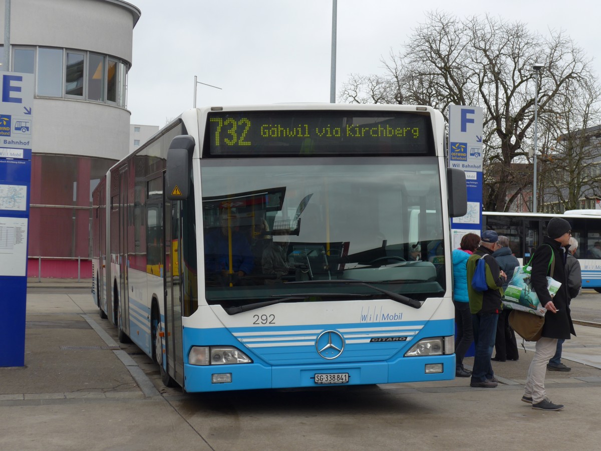 (167'515) - WilMobil, Wil - Nr. 292/SG 338'841 - Mercedes (ex RTB Altst�tten Nr. 1) am 25. November 2015 beim Bahnhof Wil