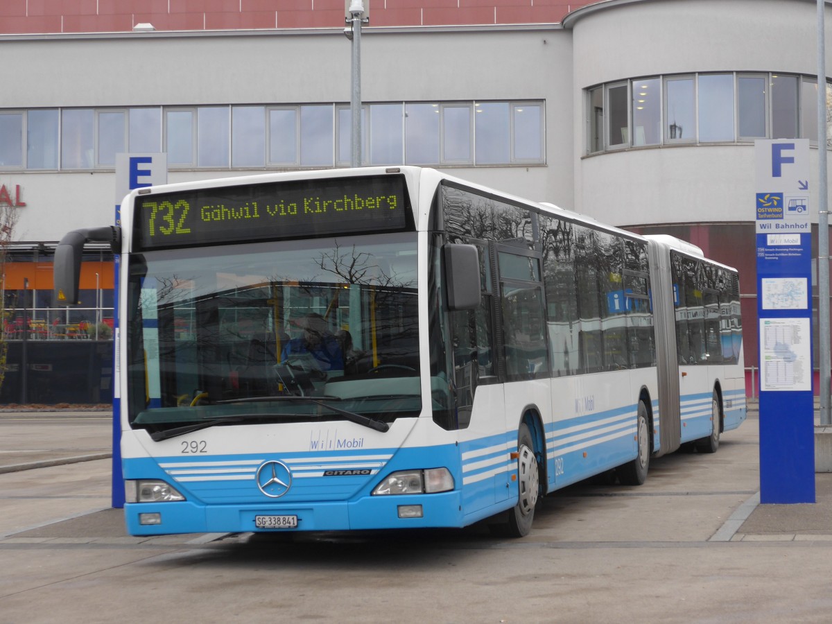 (167'517) - WilMobil, Wil - Nr. 292/SG 338'841 - Mercedes (ex RTB Altst�tten Nr. 1) am 25. November 2015 beim Bahnhof Wil