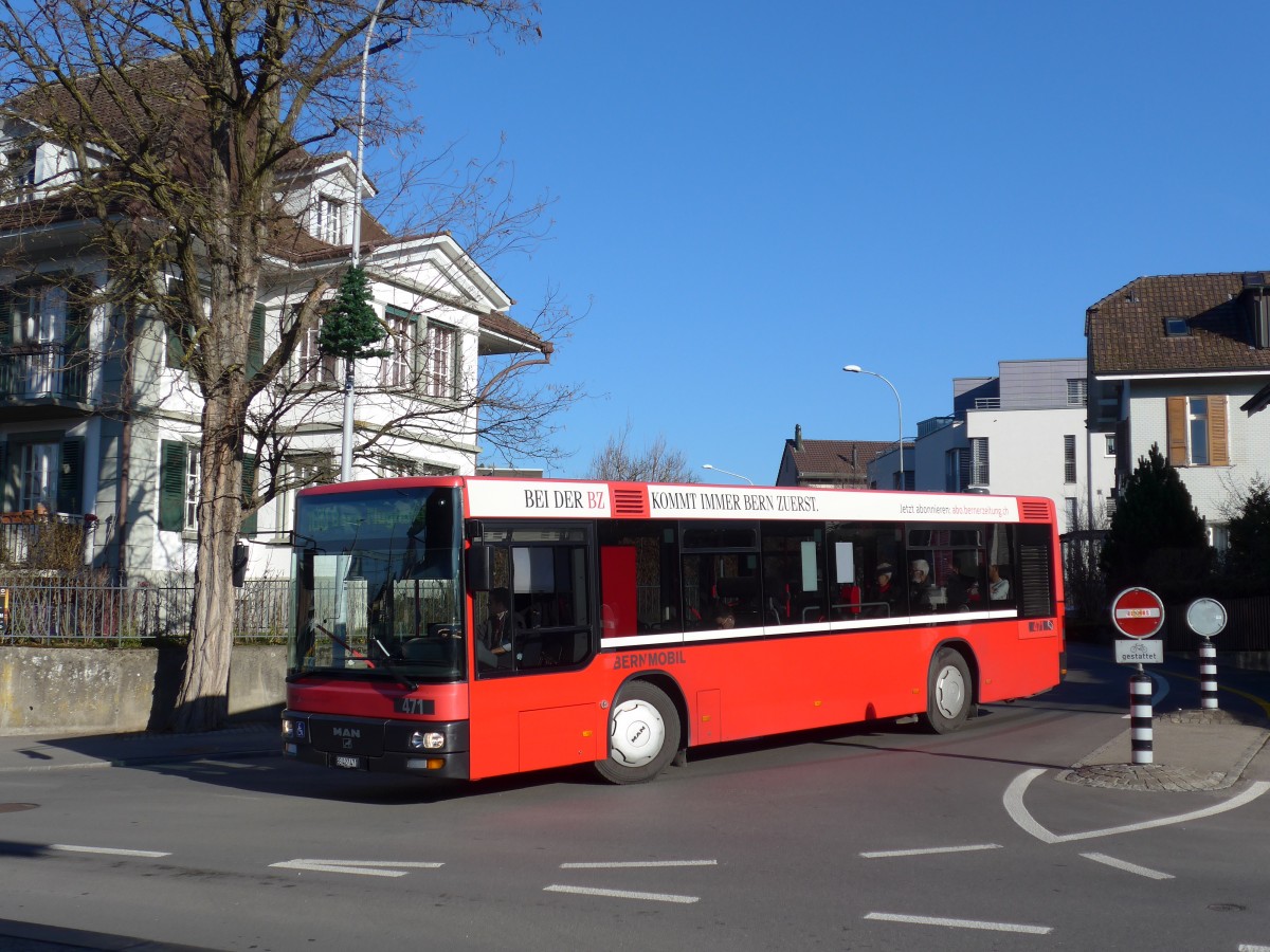 (167'862) - Bernmobil, Bern - Nr. 471/BE 427'471 - MAN/G�ppel (ex Peyer, Niederwangen Nr. 71) am 20. Dezember 2015 beim Bahnhof M�nsingen