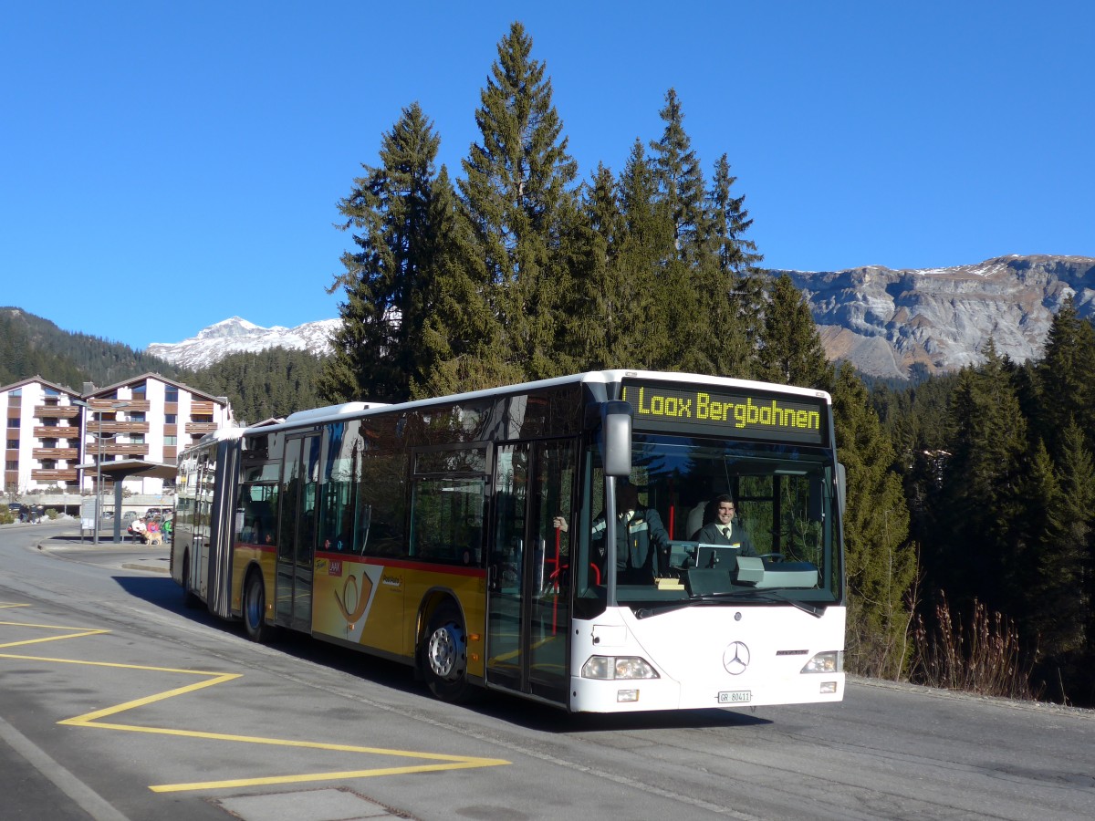 (167'969) - Stuppan, Flims - GR 80'411 - Mercedes (ex PostAuto Z�rich Nr. 80; ex Eurobus, Arbon Nr. 4) am 26. Dezember 2015 in Laax, Bergbahnen