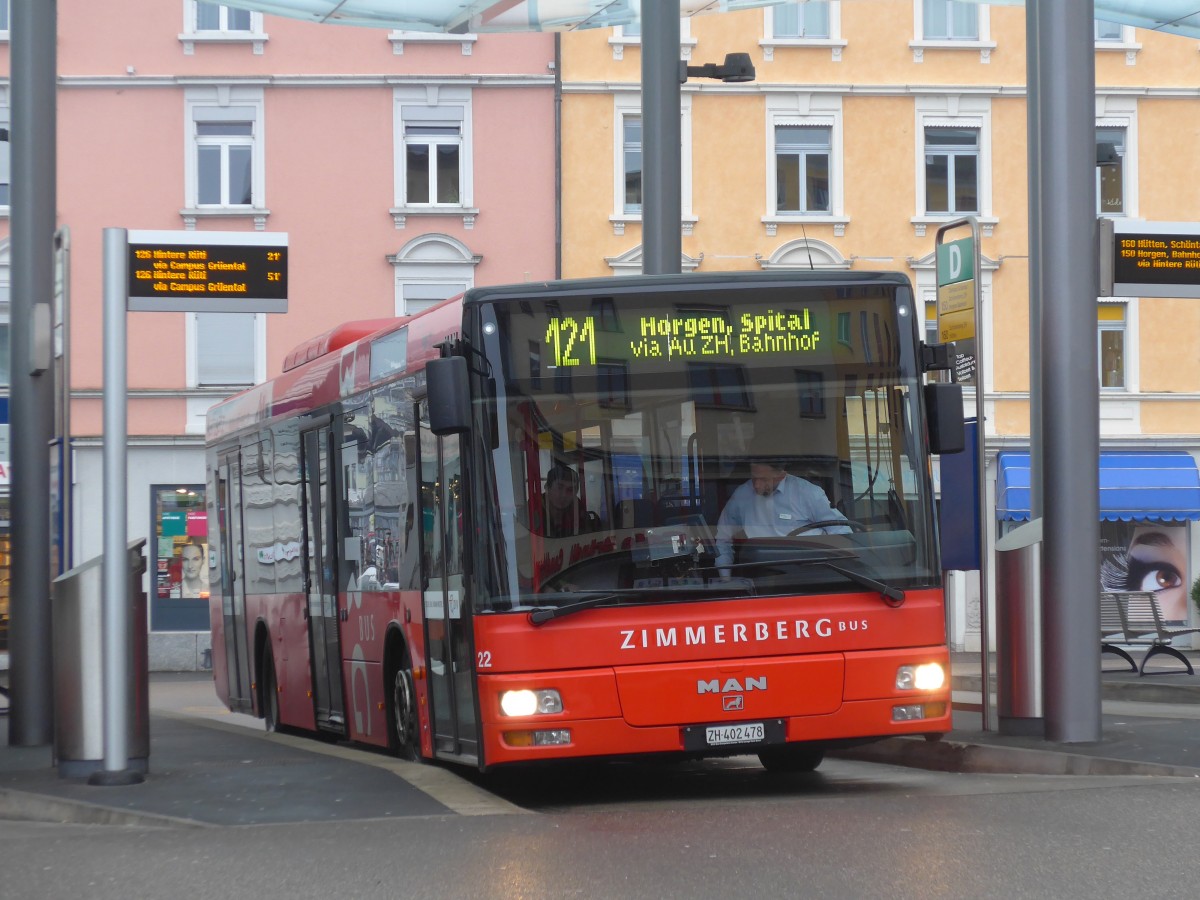 (168'199) - AHW Horgen - Nr. 22/ZH 402'478 - MAN am 1. Januar 2016 beim Bahnhof W�denswil