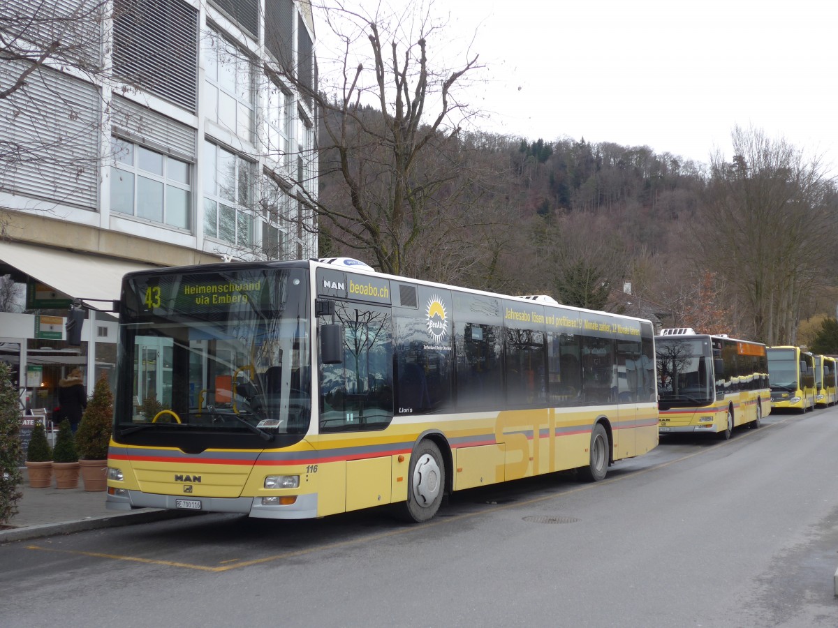 (168'592) - STI Thun - Nr. 116/BE 700'116 - MAN am 4. Februar 2016 bei der Schiffl�ndte Thun