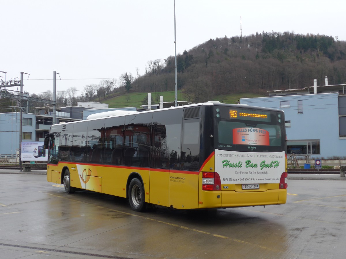 (168'760) - Br�ndli, Elfingen - Nr. 4/AG 43'119 - MAN am 20. Februar 2016 beim Bahnhof Laufenburg