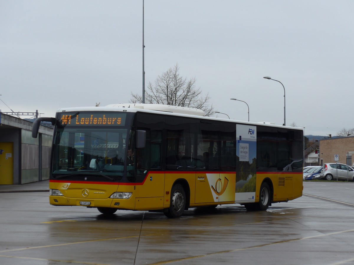(168'765) - Br�ndli, Elfingen - Nr. 9/AG 348'534 - Mercedes am 20. Februar 2016 beim Bahnhof Laufenburg