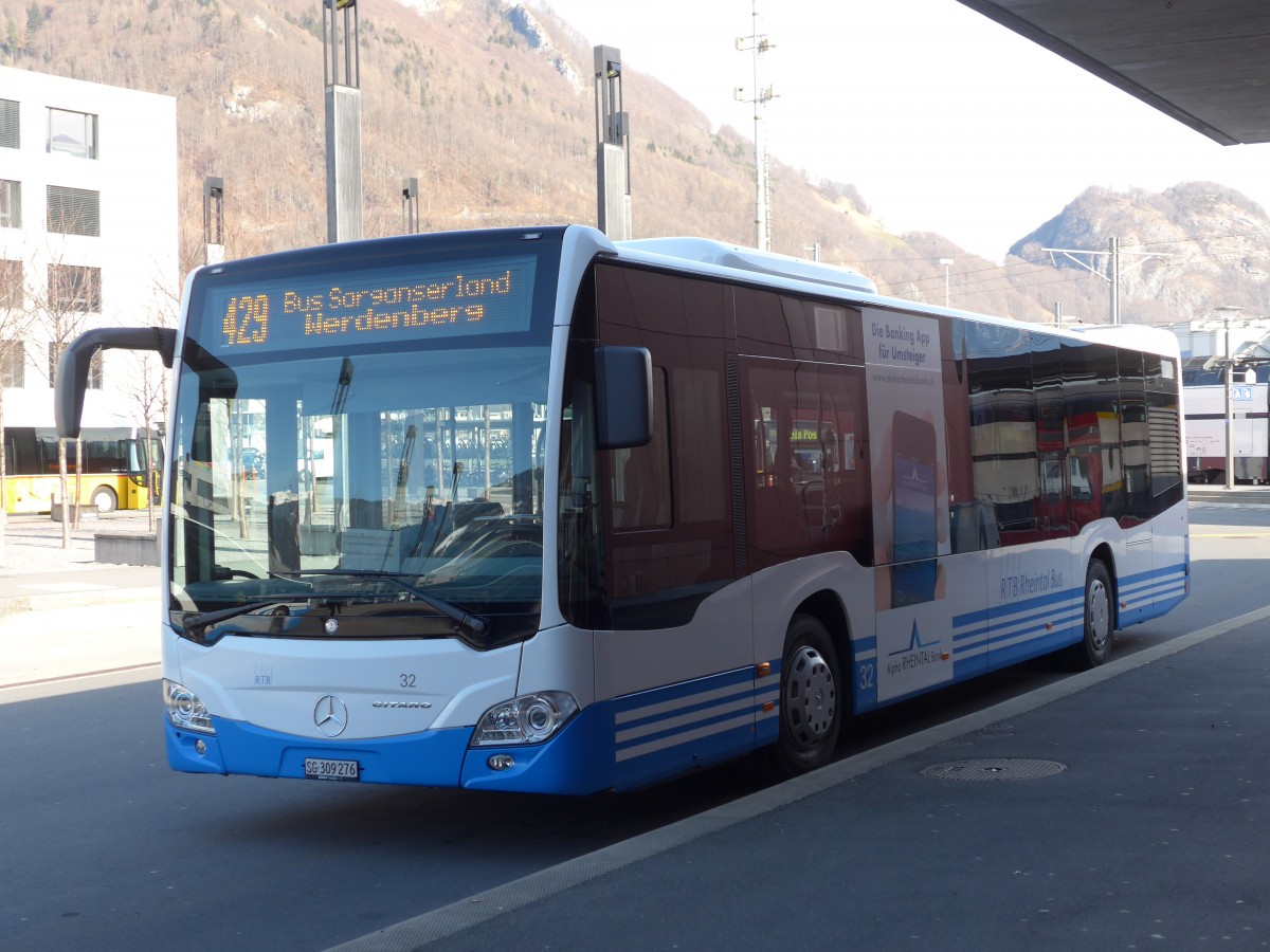 (168'945) - RTB Altst�tten - Nr. 32/SG 309'276 - Mercedes am 27. Februar 2016 beim Bahnhof Sargans