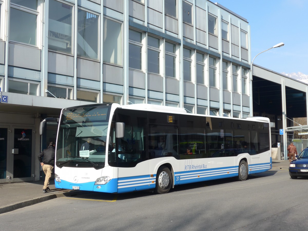 (168'948) - RTB Altst�tten - Nr. 31/SG 309'368 - Mercedes am 27. Februar 2016 beim Bahnhof Buchs