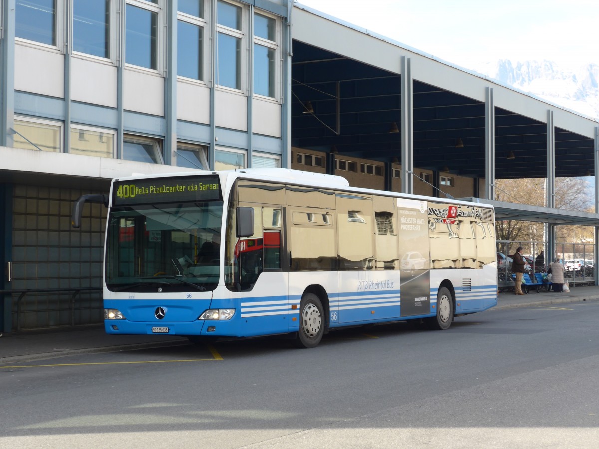 (168'990) - RTB Altst�tten - Nr. 56/SG 165'038 - Mercedes am 27. Februar 2016 beim Bahnhof Buchs