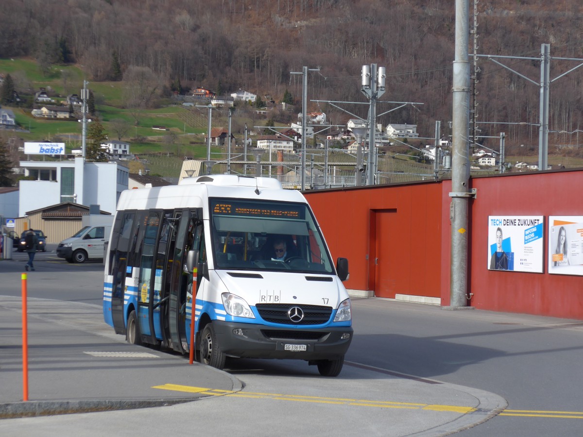 (168'995) - RTB Altst�tten - Nr. 17/SG 336'974 - Mercedes am 27. Februar 2016 beim Bahnhof Sargans