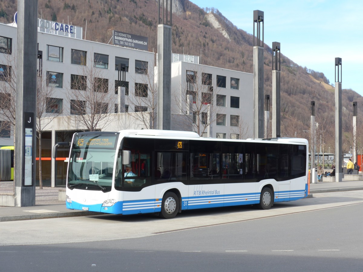 (169'001) - RTB Altst�tten - Nr. 31/SG 309'368 - Mercedes am 27. Februar 2016 beim Bahnhof Sargans