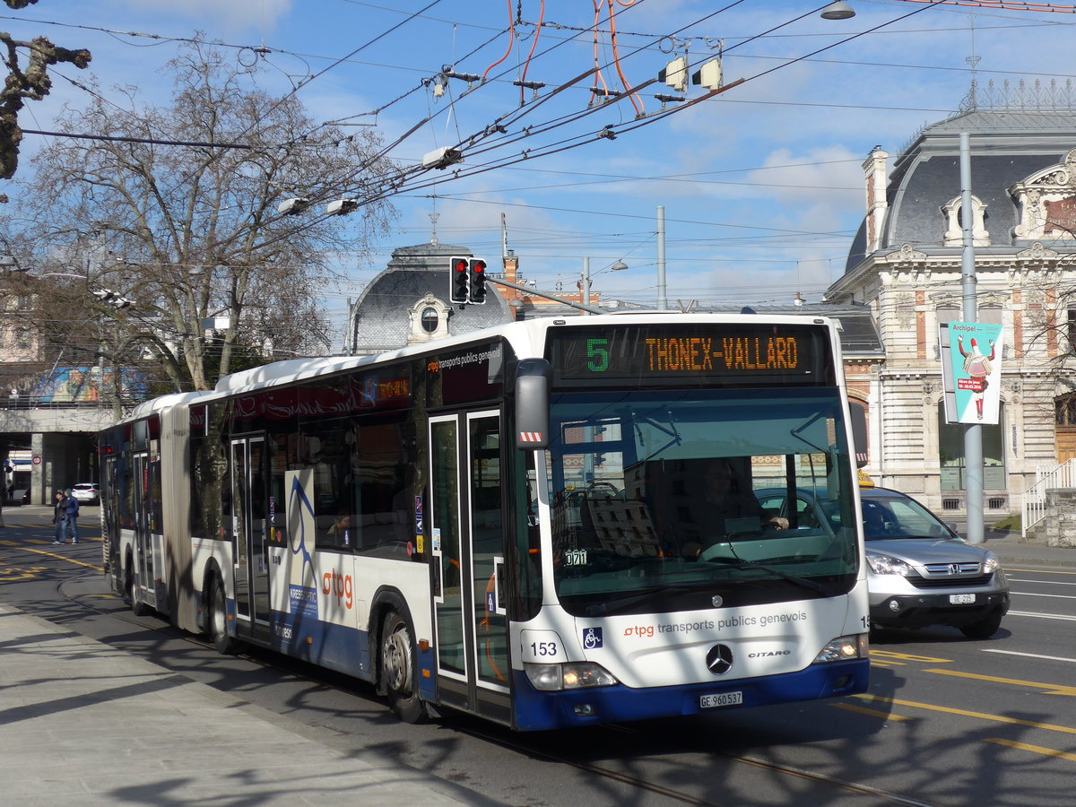 (169'111) - TPG Gen�ve - Nr. 153/GE 960'537 - Mercedes am 7. M�rz 2016 in Gen�ve, Place des Vingt-Deux-Cantons